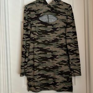 Camouflage Long Sleeve cut out Dress